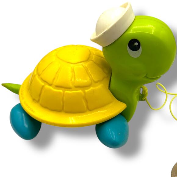 Fisher-Price Other - Vintage 1970s Fisher Price Tag Along Sailor Hat Turtle Pull Toy Retro